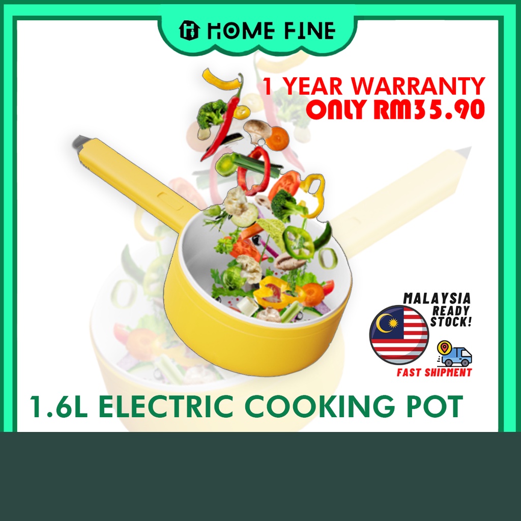 Multifunctional Electric Pot Cooker 1.6L Electric Skillet Household Fry Cooking Stew Electric Cooking Pot