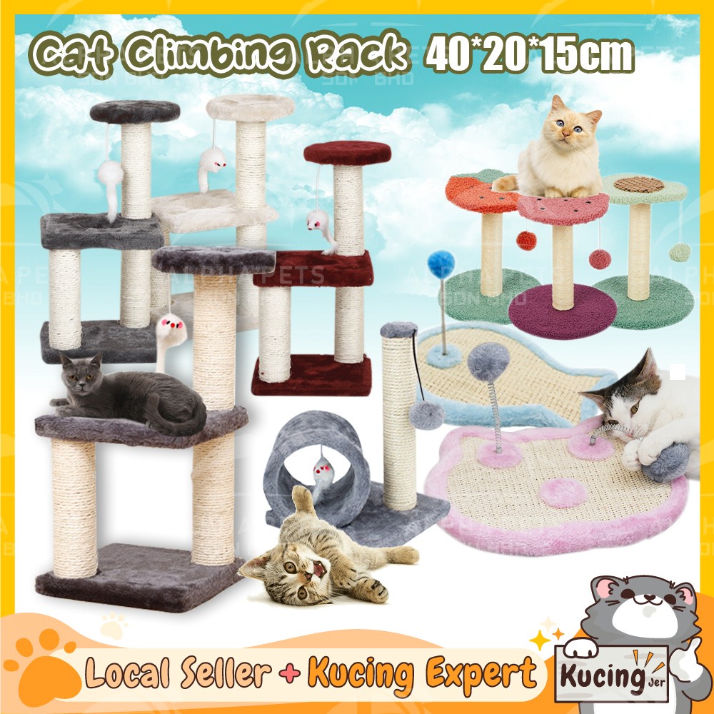 KUCINGJER Anak Kucing Mendaki Bingkai Pokok Kucing Tahan Lama Main Scratcher Play Katil Mainan Kucing Kucing Pokok