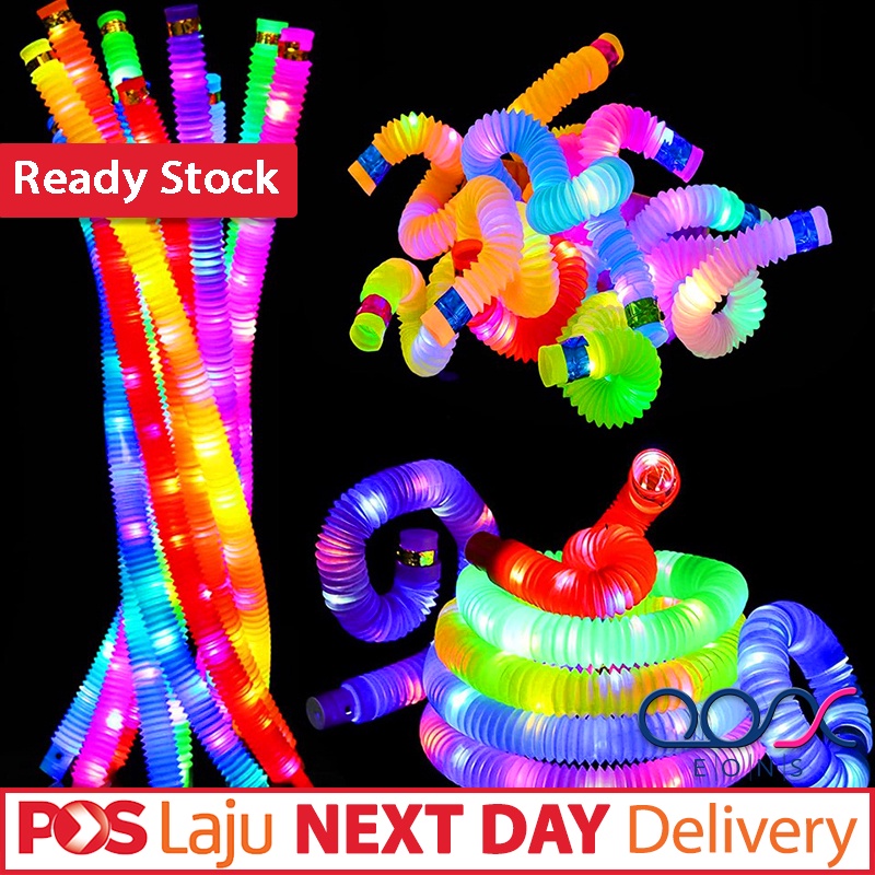SMOOTH CORNER Flexible LED Pop Tube Telescopic Sensory Fidget Toy Adult Stress Relieve Toys Children Educational Toy