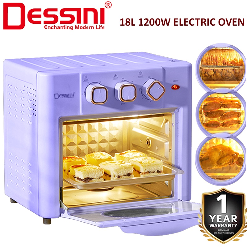 DESSINI ITALY 18L Electric Rotisserie Oven Convection Hot Air Fryer Toaster Timer Oil Free Roaster Machine / Ketuhar