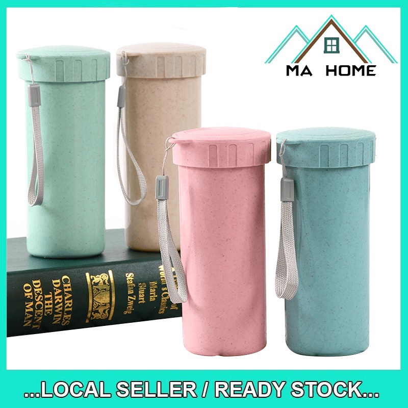 MA Home 300ML Wheat Straw Bottle Eco Friendly Reusable Washable Travel Wheat Straw Drinking Bottle With Lid