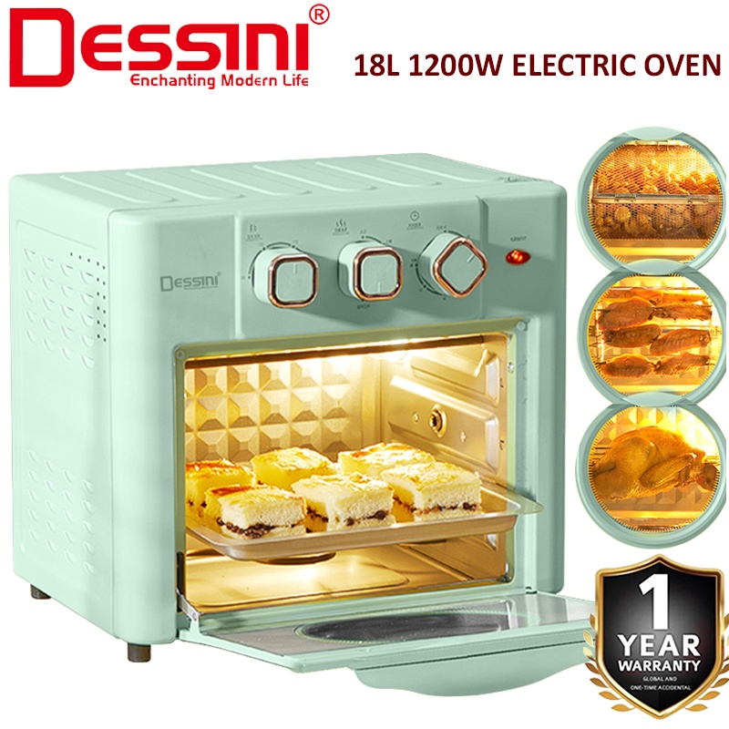 DESSINI ITALY 18L Electric Rotisserie Oven Convection Hot Air Fryer Toaster Timer Oil Free Roaster Machine / Ketuhar