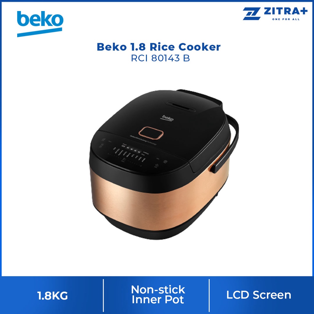 Beko 1.8L Rice Cooker RCI 80143 B | Induction Heating Rice Cooker Technology | 9 Preset Auto Program| Keep Warm Function