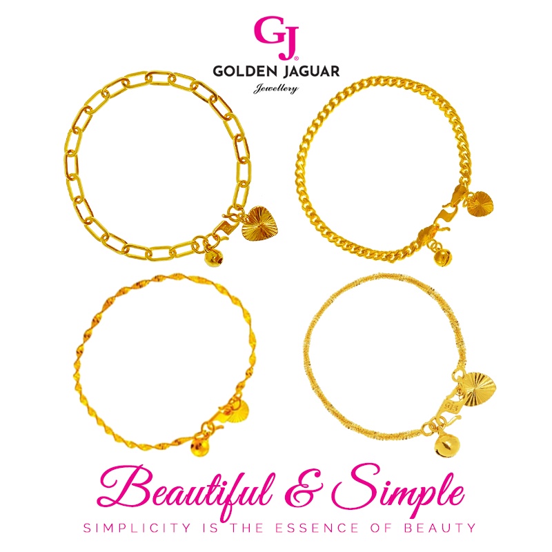 GJ Jewellery Emas Korea Emas Bangkok 24K Bracelet Bulu/Gila-Gila/Papan Pasir Kikir/PaperClip (1 Pc)