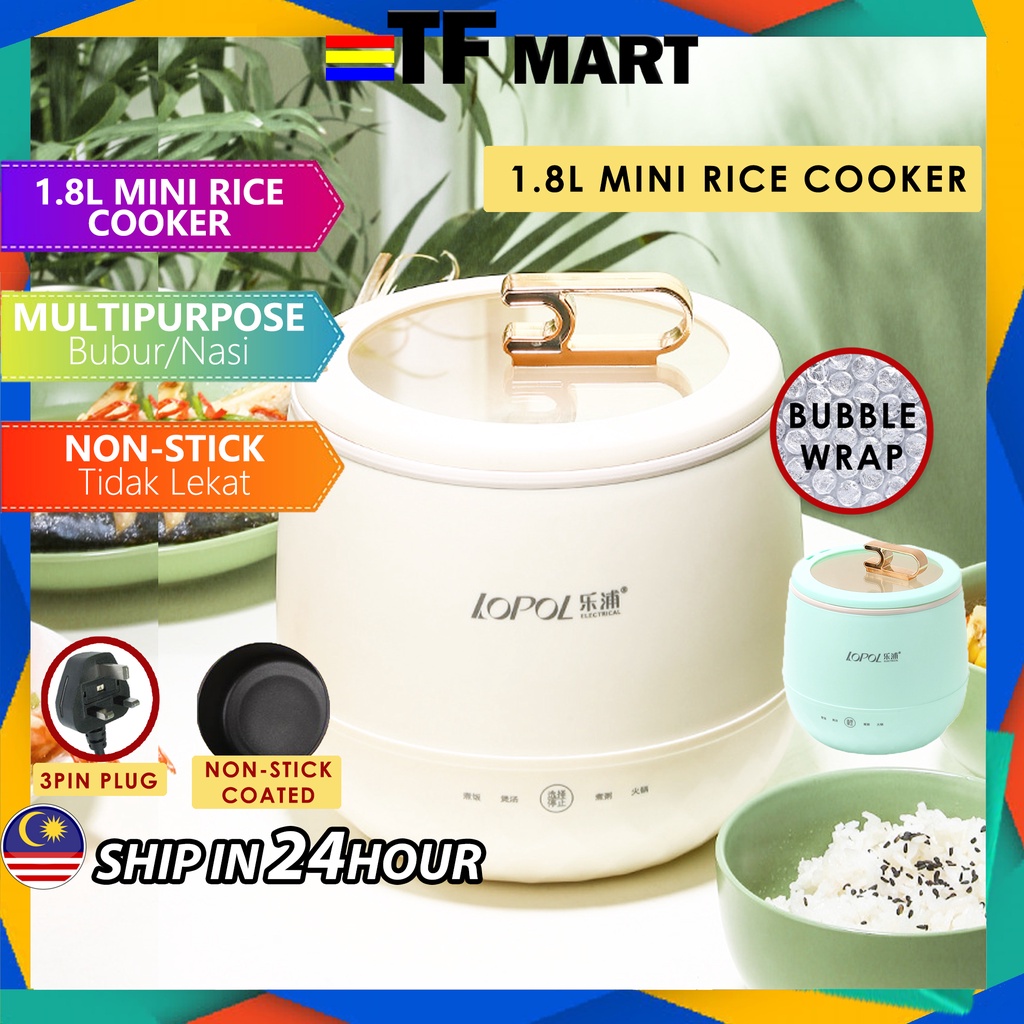 TFMART 1.8L Periuk Mini Rice Cooker Non Stick Periuk Nasi Elektrik Mini Periuk Serbaguna Rice Cooker Small Periuk Elektr