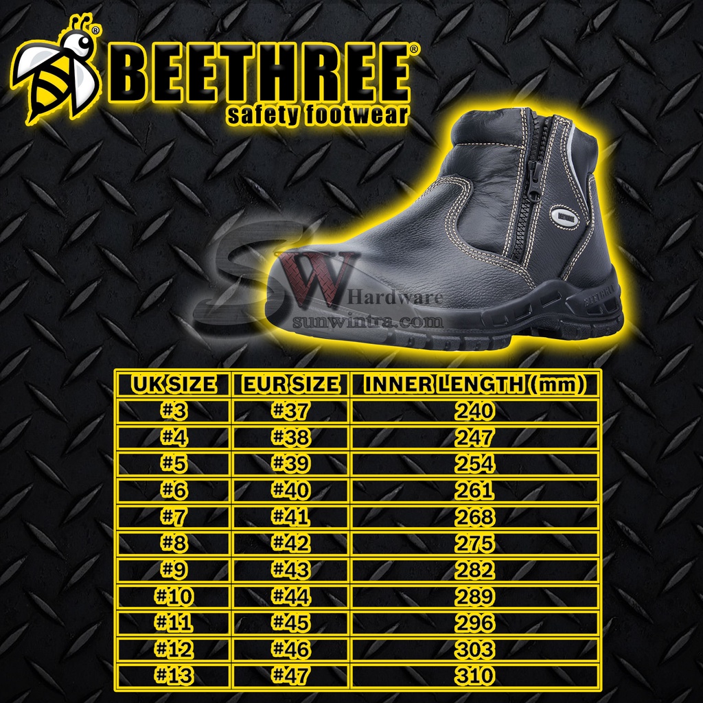 BEETHREE BT8833 5.5INCHES ZIP-UP ANKLE BOOT SAFETY SHOES SAFETY