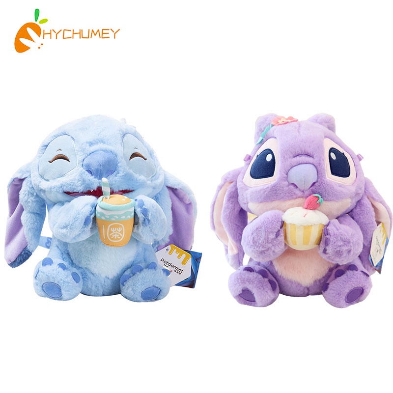 Hychumey 25cm Stitch Angel Plush Doll Stuffed Animal Skin-Friendly Soft Plushies Pillow Kids Fans Gift