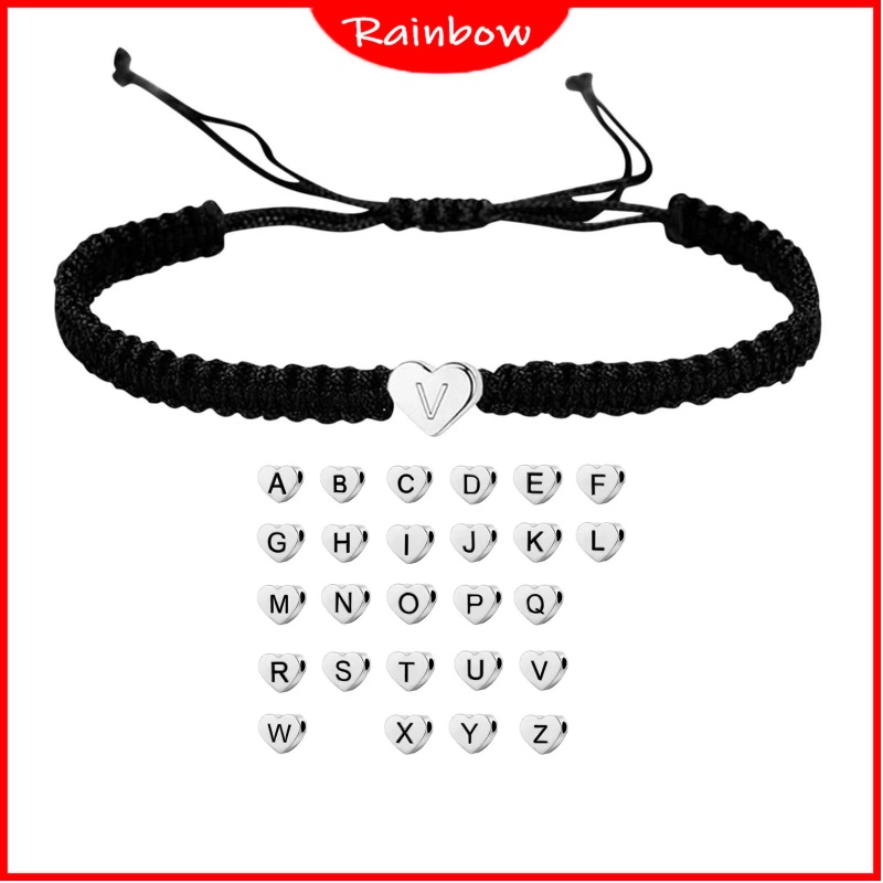 Couple Bracelet Unisex Initial 26 Letters Bracelet Couple Jewelry Heart Shape Jewelry Braided Rope