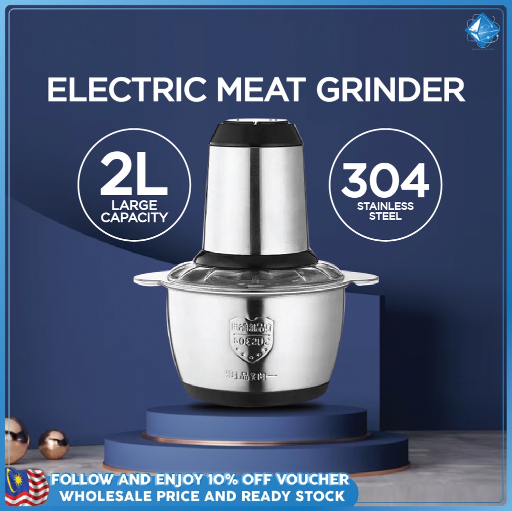 Stainless Steel 304 Electric Meat Grinder Multifunctional Chopper Blender Food Processor Meat Mincer Pengisar Daging