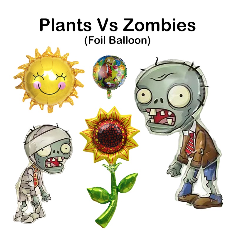Plants VS Zombies Game Play Character Peashooter Chomper Dr.Zomboss Soldier Digger Bungee 18" Round Foil Balloons Miner