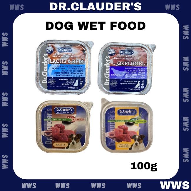 Dr.Clauder's Alu Tray # Dog Wet Food # Salmon & Rice / Duck / Poultry / Turkey & Rice # 100g