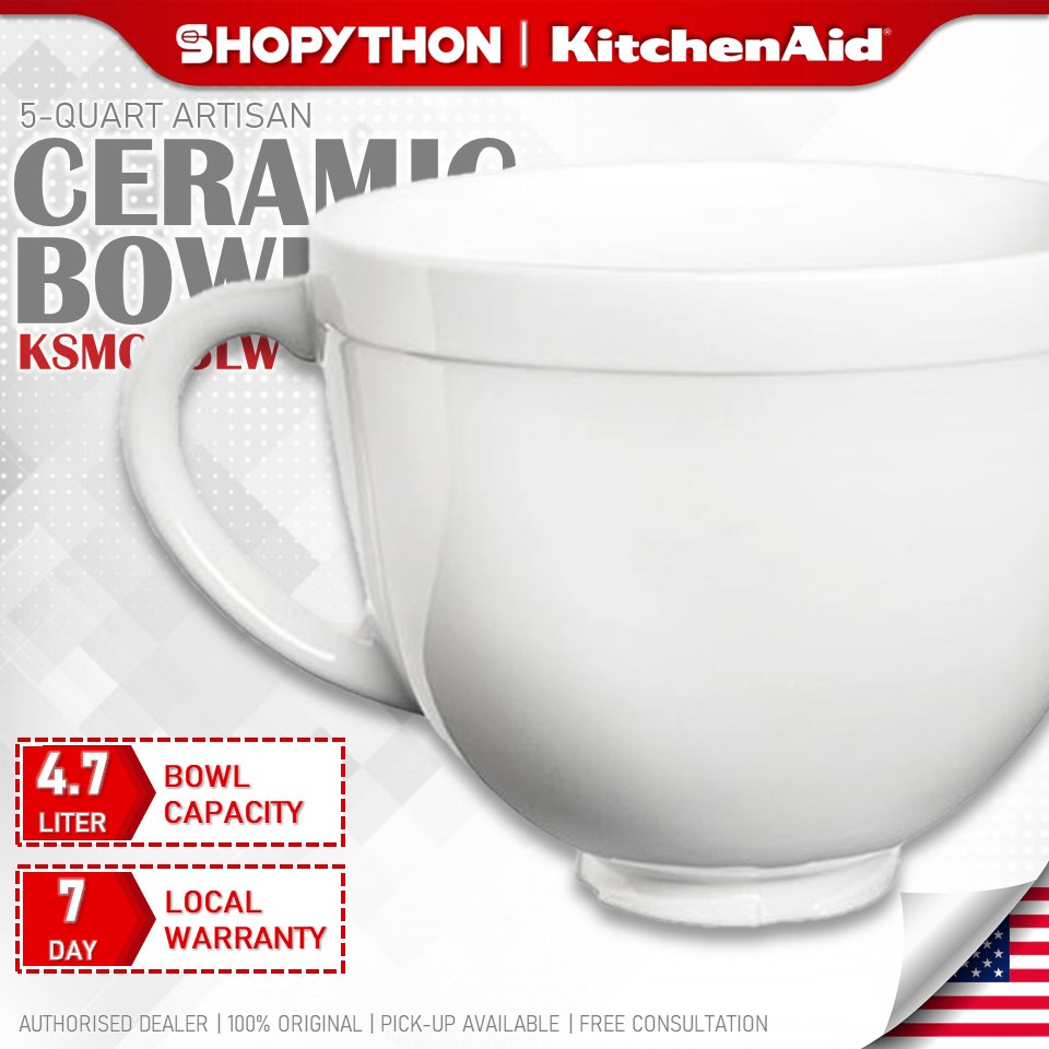 KITCHENAID 5-Quart Ceramic Bowl KSMCB5LW - White Chocolate (4.7L) Original Accessory Artisan Tilt-Head Stand Mixer Part