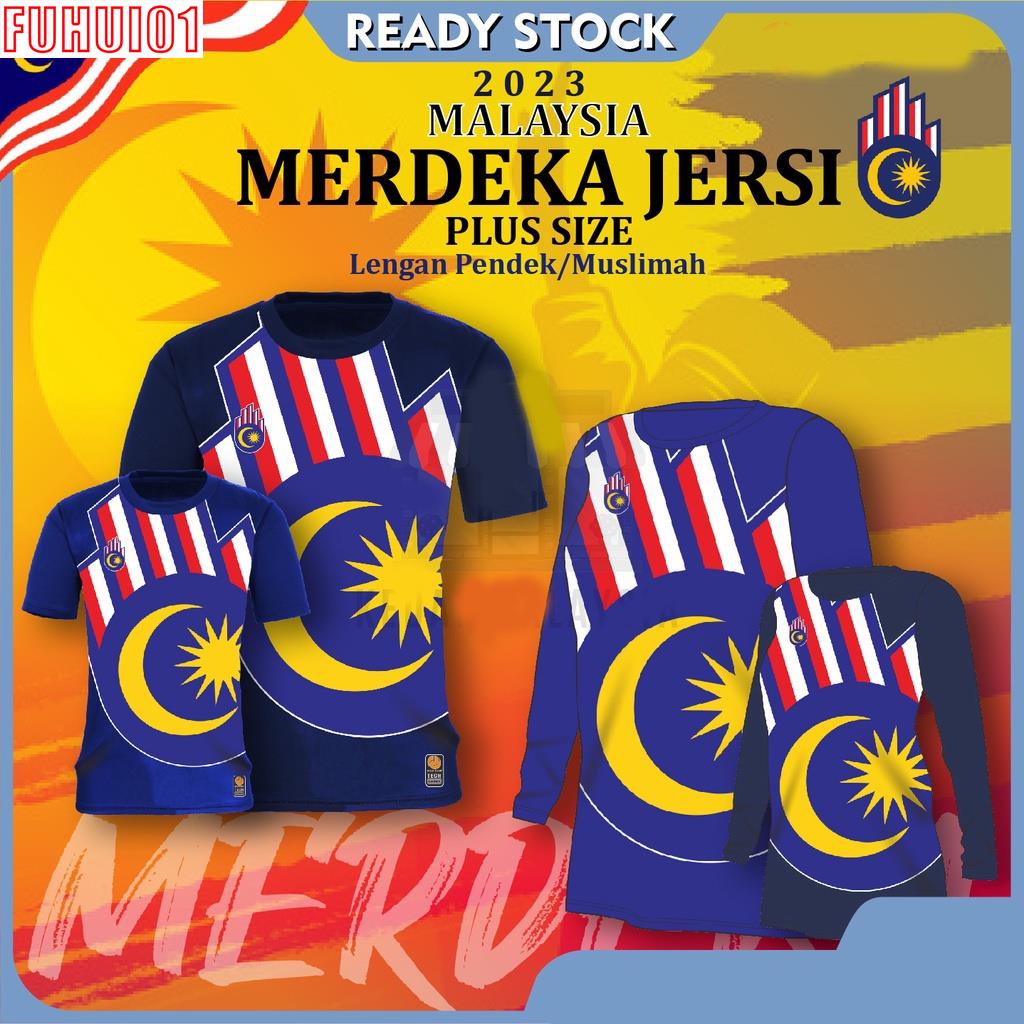 (Fuhui01) Jersey Malaysia Madani/ Jersi Merdeka Plus size/ Jersey Short Sleeve/ Jersi Muslimah MALAYSIA MERDEKA 66 2023 SPECIAL DESIGN