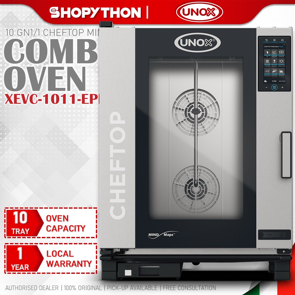 UNOX CHEFTOP MIND.MAPS 10 GN1/1 PLUS Countertop XEVC-1011-EPRM (18kW) Combi Oven Smart Baking Cooking Commercial Kitchen