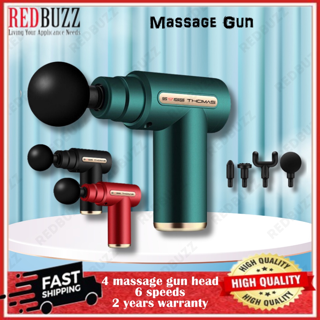 REDBUZZ Massage Gun Relaxation 4 Massage Head 6 Speeds LED Display Touch Screen Swiss Thomas