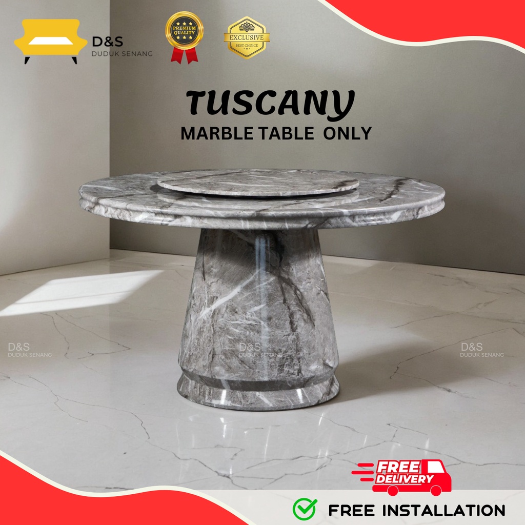 TUSCANY Marble Table Only / Meja Marbel Sahaja (FREE REVOLVING TOP)