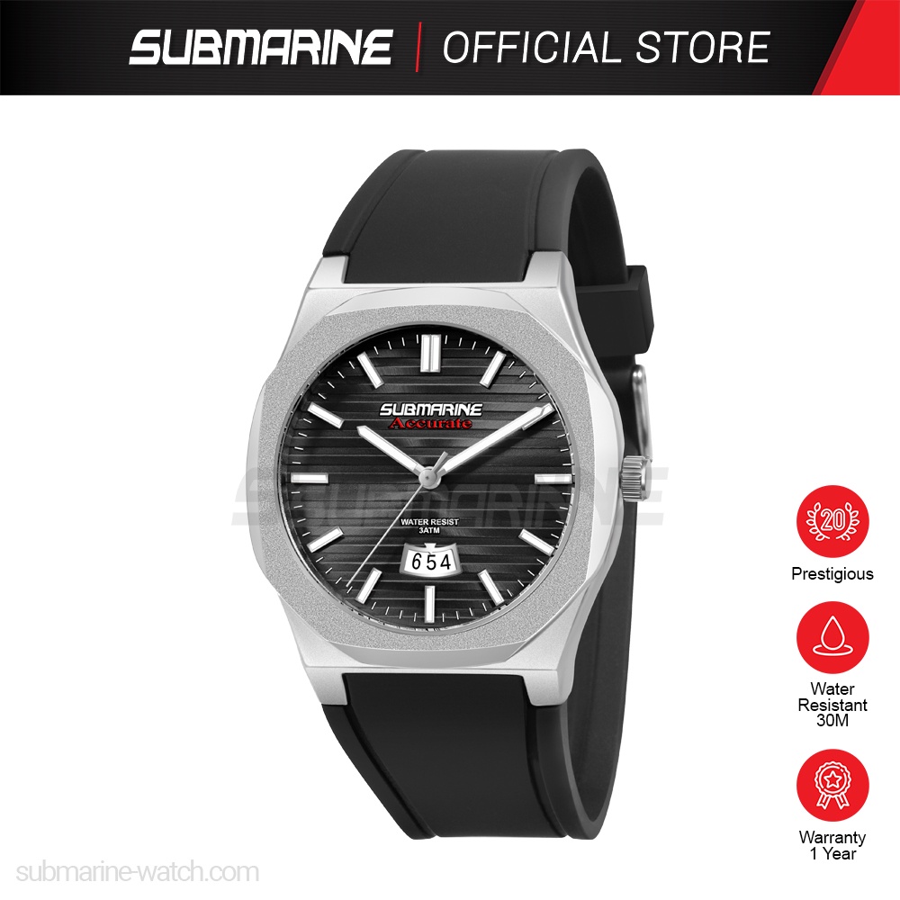 SUBMARINE Fashion Quartz Analog Men Watch Waterproof Date Display Japan Movement PU Strap Jam Tangan Lelaki J-222