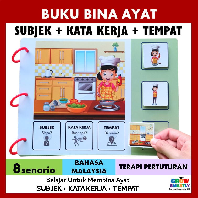 *BARU* Buku Bahasa Melayu Bina Ayat Busy Book Speech Delay Speech Therapy Autism Alat Bahan Bantu Mengajar Prasekolah