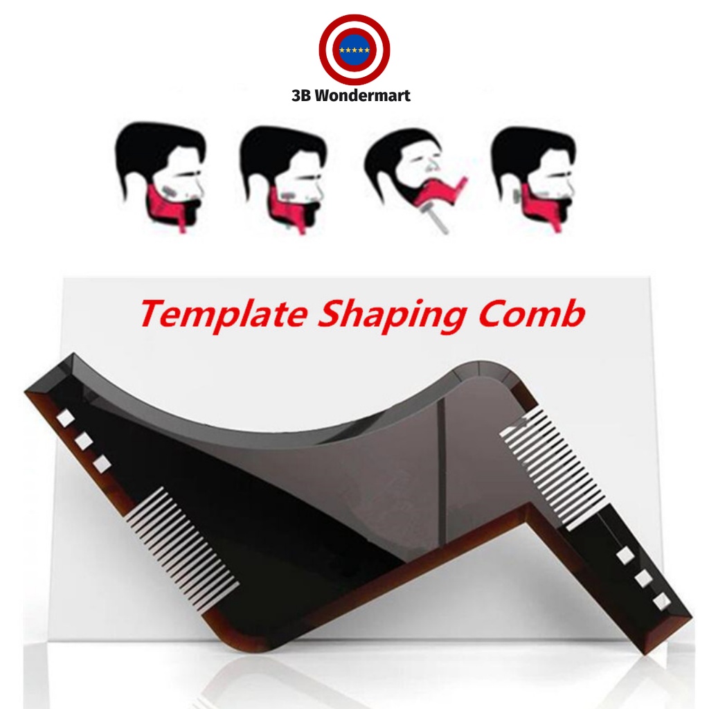 Men Double Sided Beard Shaping Comb Template Guide Hair Shaving Styling Tool Shaper