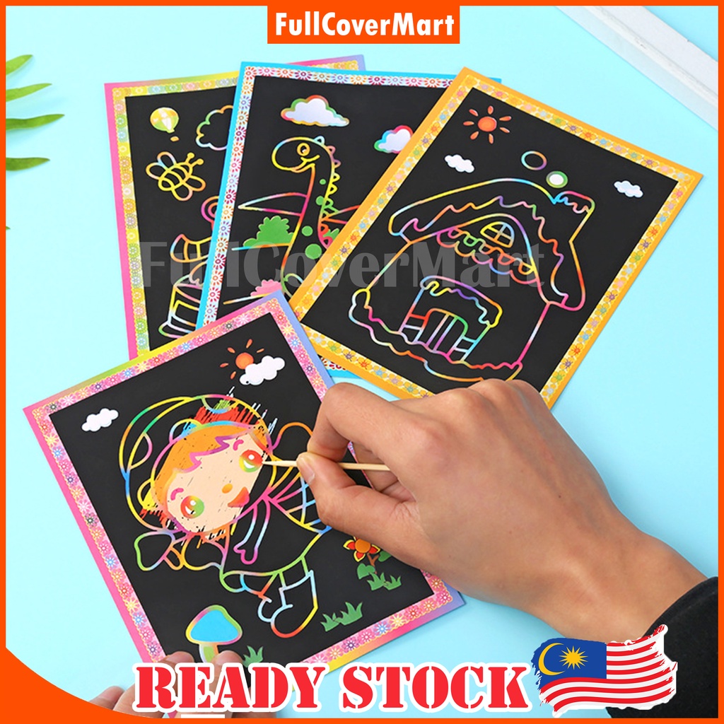 (TOY39) Colourful Scratch Art Card Diy Party Gift Card design kad gorek craft