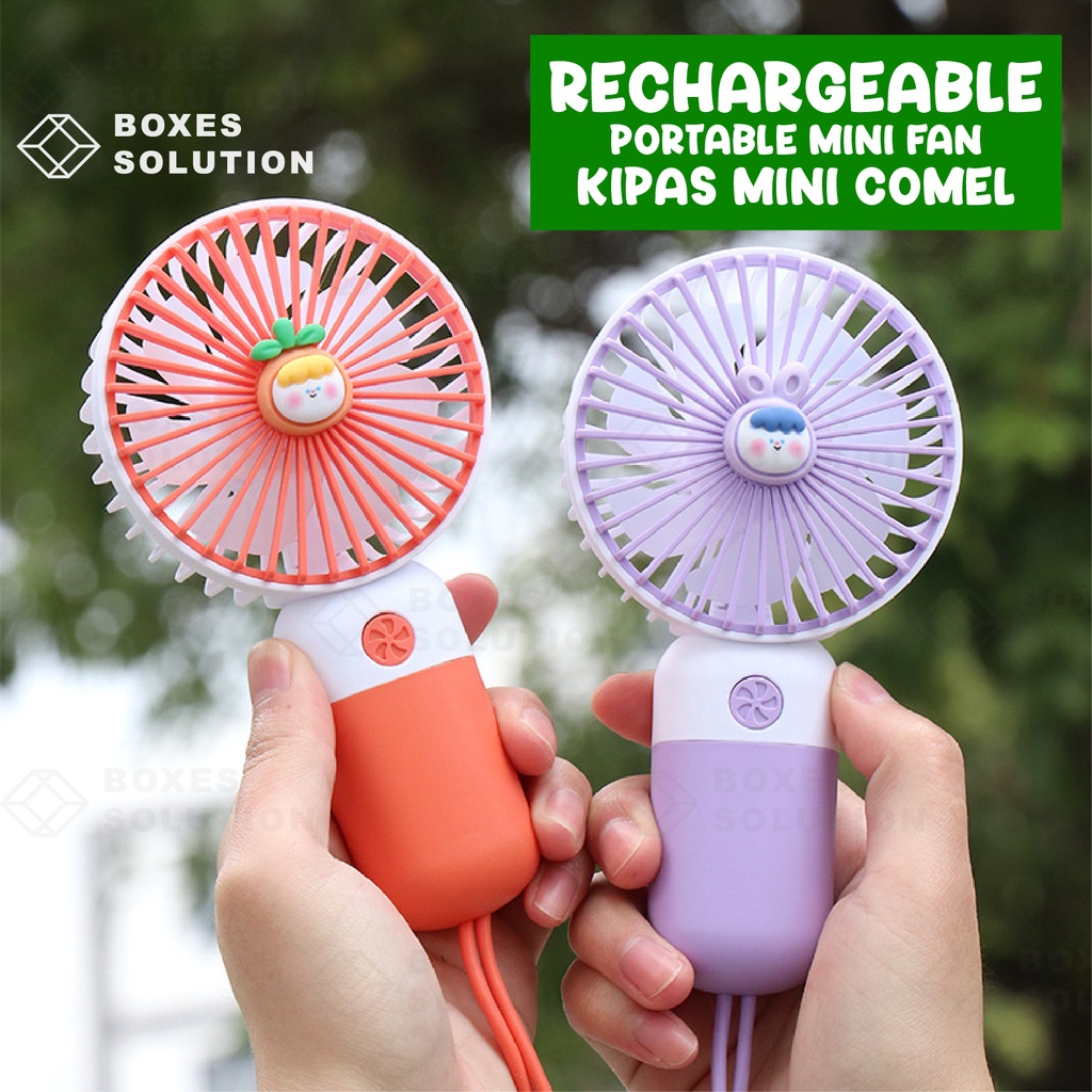 VBS READY STOCK #Cutie Portable Hand Fan Mini Cooling Table Fan USB Charge Battery Desk Cooling Kipas Mini Kipas Kecil
