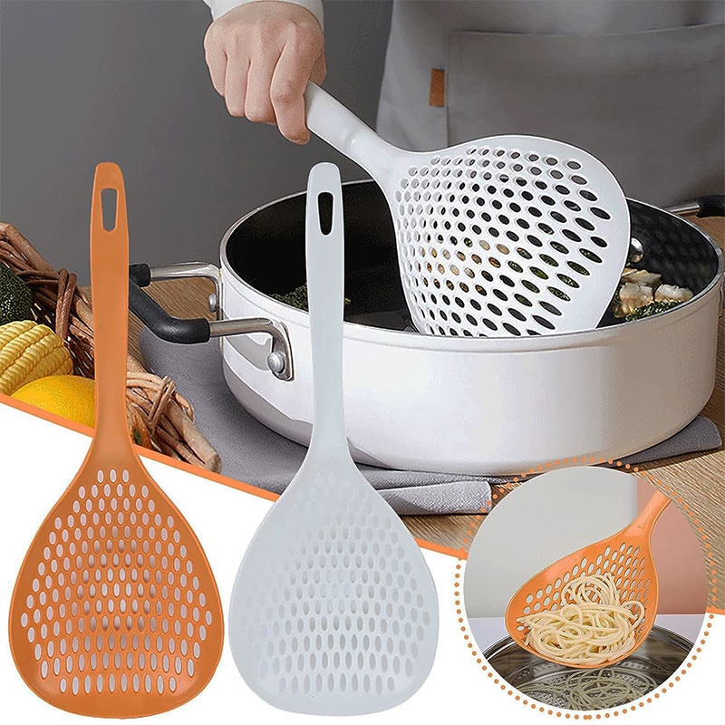 Japanese Style Scoop Colander Spoon Long Handle Noodle Vegetable Food Drainage Filter Strainer Household Kitchen Utensil