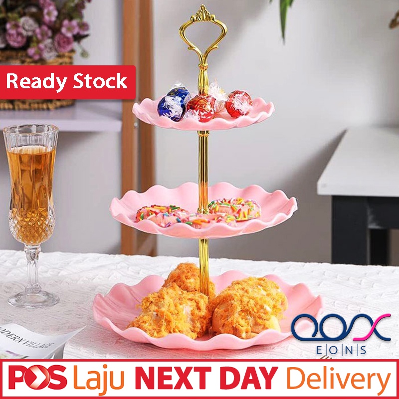LARGE BASE 3 Layer High Tea Stand Cake Dessert Cupcake Cookies Party Buffet Serving Platter Tray Food Display Tower