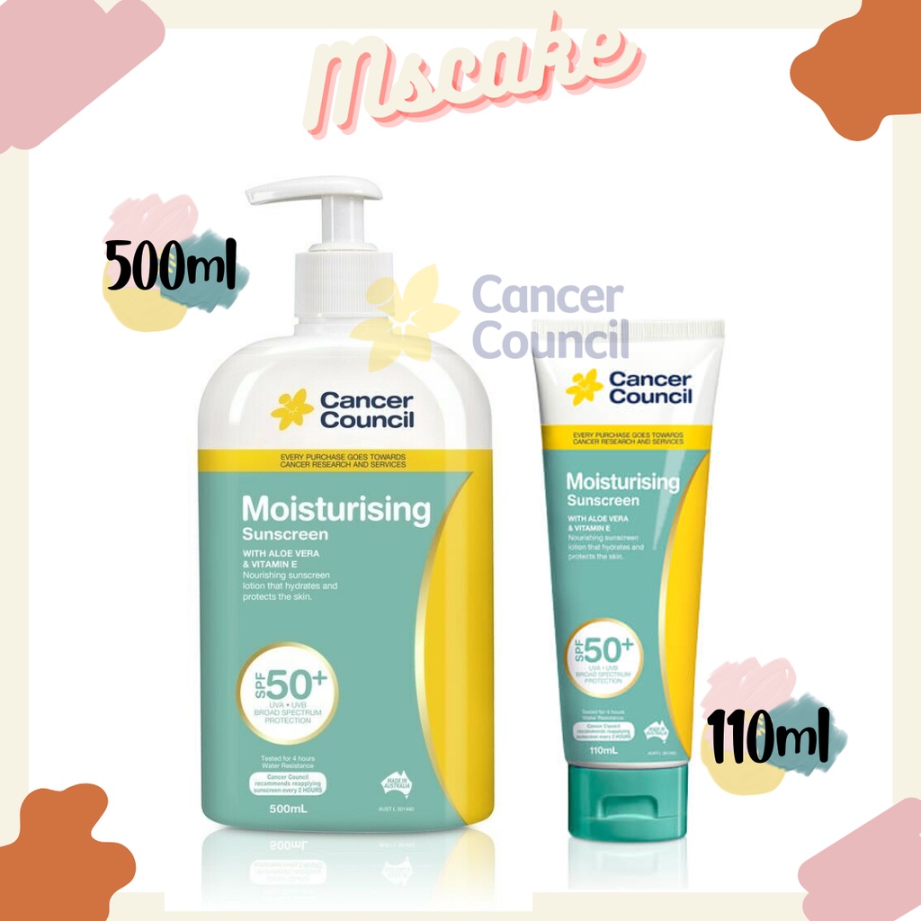 Cancer Council SPF 50+ Moisturising Sunscreen 110ML 500ML