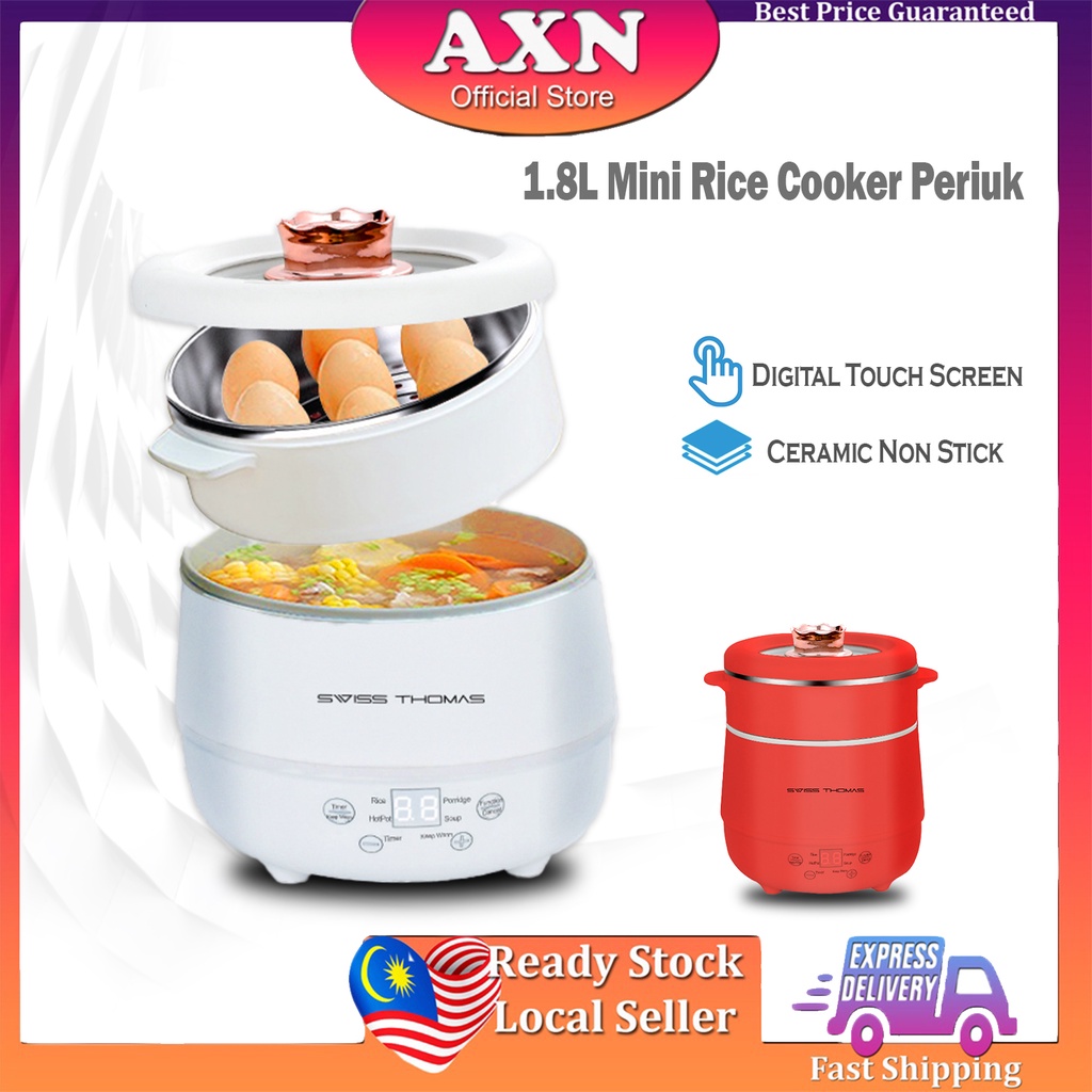 Axn Collection 1.8L Mini Rice Cooker Periuk Nasi Digital Cooking Pot + Steam Tray with Timer Non Stick Coating Cooker