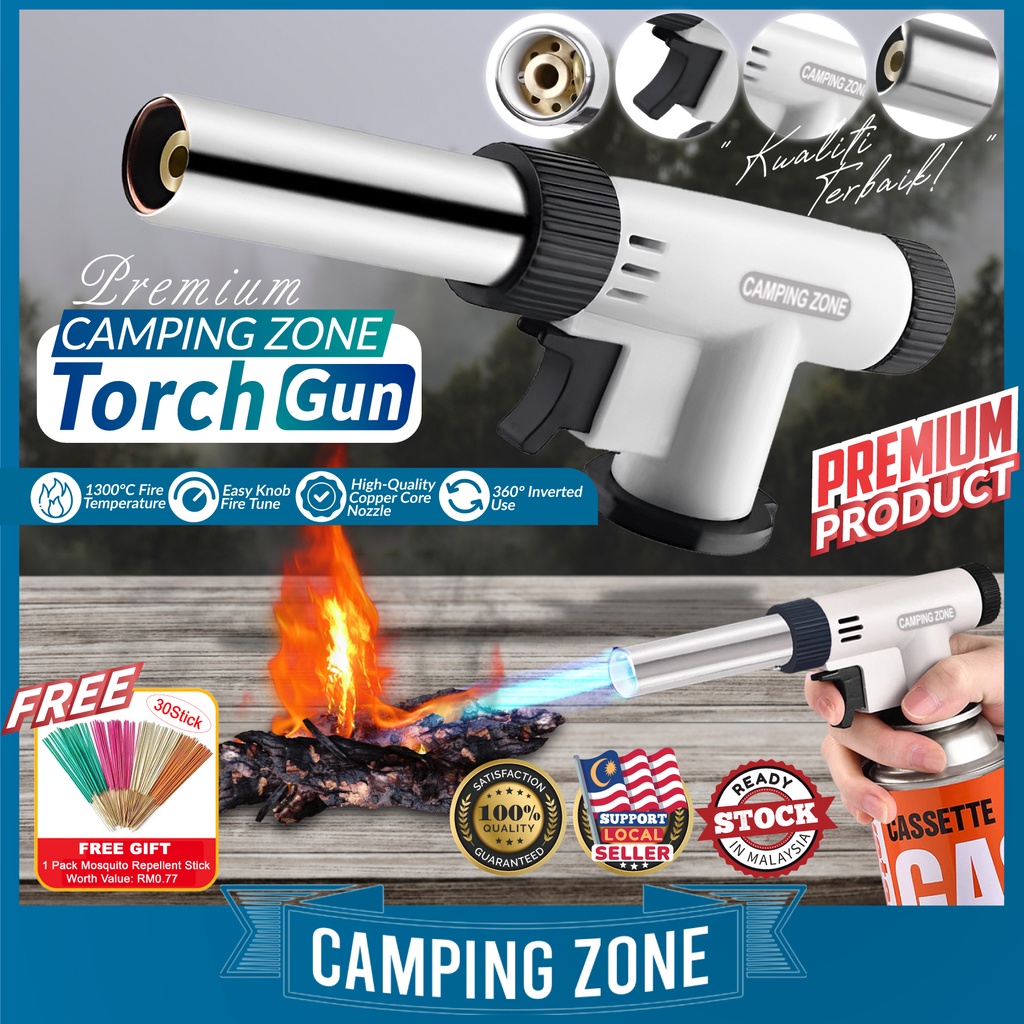 CAMPING ZONE PREMIUM Torch Gun Flame Welding Flamethrower Gas Fire Burner Outdoor Cooking Camping Equipment Pistol Gas