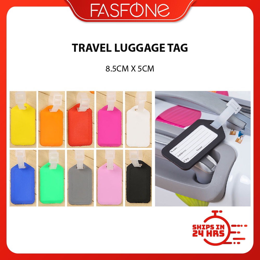 (Local Ready Stocks) Travel Luggage Tag Waterproof Plastic Name Address List Contact Information Card 10 Colors Colour