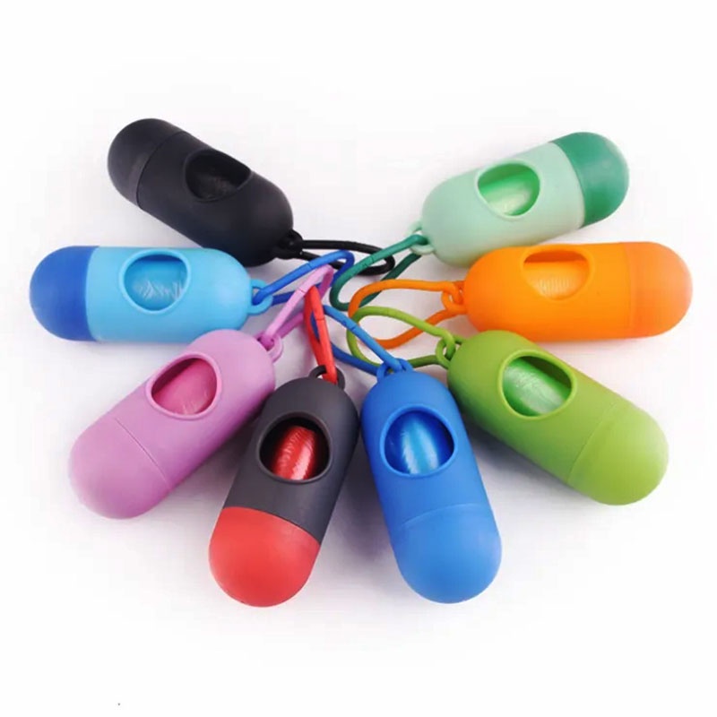 Portable Baby Diaper Pet Poop Food Waste Disposal Plastic Bag Dispenser Hangable Garbage Trash Rubbish Bags Capsule Case