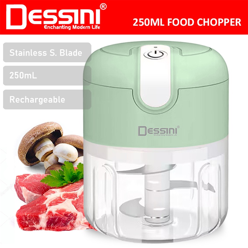 DESSINI ITALY 250mL USB Rechargeable Capsule Cutter Spin Chopper Blender Grinder Mixer Mincer Juicer Pengisar Pengadun