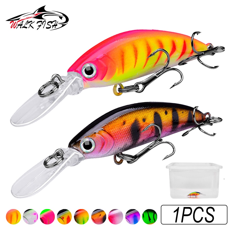 WALK FISH 1PCS Minnow Fishing Lures 70MM/5.5G Sinking Hard Bait 3D Eyes Popular Fishbait Bass Perch Japan Fishing Tackle