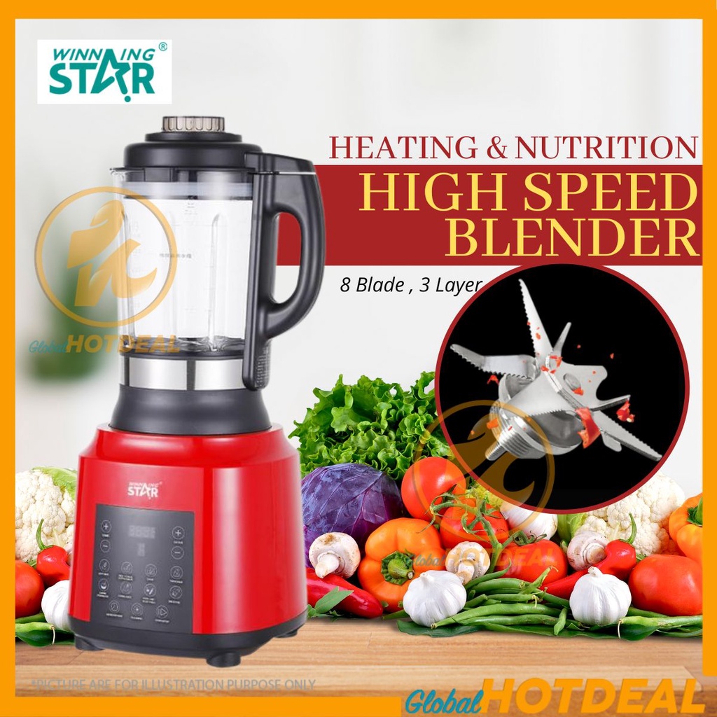WINNING STAR HEATING High Speed Blender Mesin Pengisar Makanan Cooking Smart Multifunction Blender Smoothies Soybean Sou