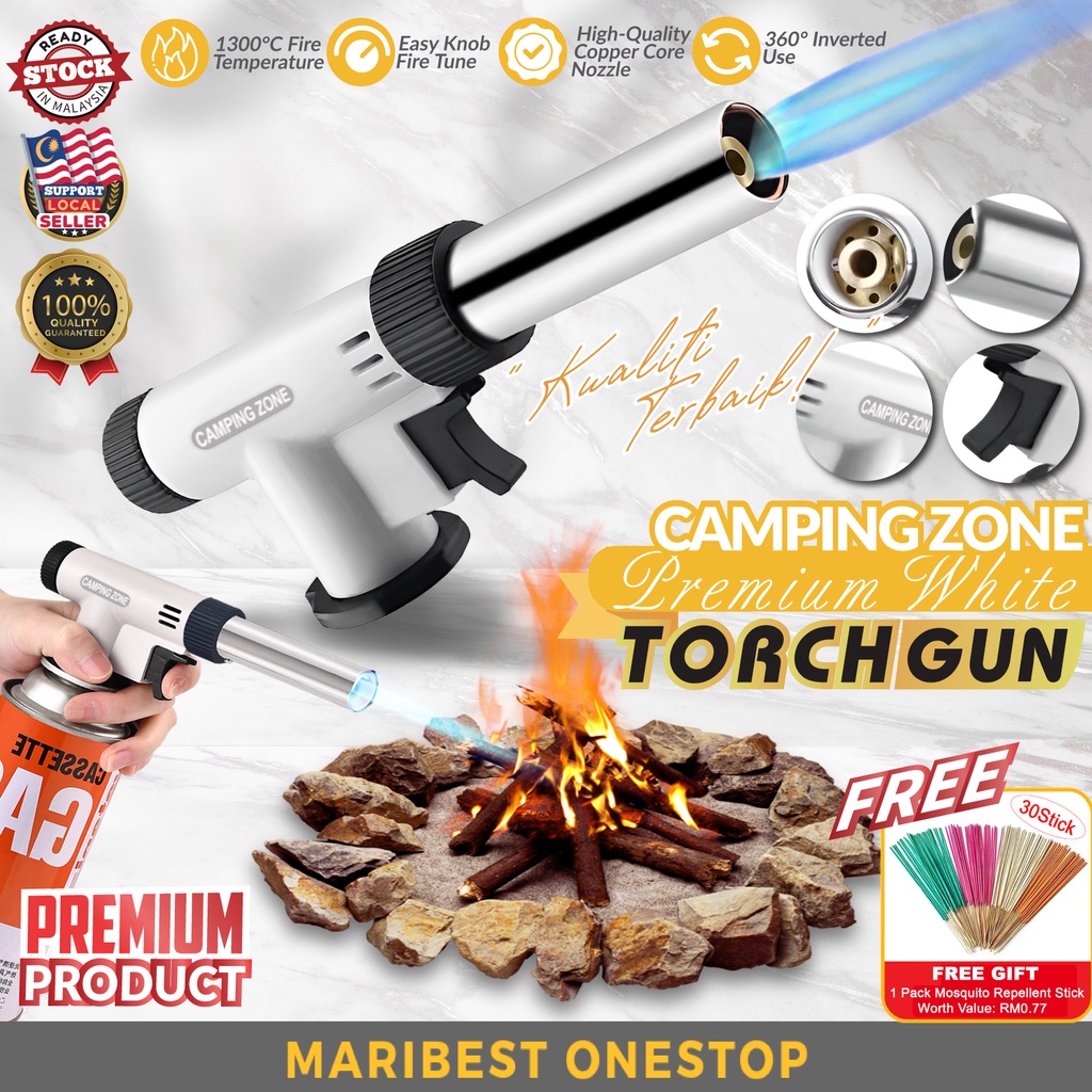 CAMPING ZONE PREMIUM Torch Gun Flame Welding Flamethrower Gas Fire Burner Outdoor Cooking Camping Equipment Pistol Gas