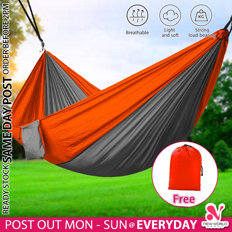 《 》Extra Large Camping Hammock Hiking Backpacking Travel Hanging Swing Sleeping Bed Buaian Gantung 双人吊床