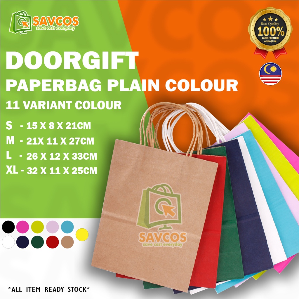 CHEAPEST in SHOPEE Paper Bag Shopping Bag Gift Bag Retail Bag Colour Kraft Paper Bag Wedding Birthday Bag Delivery Bag