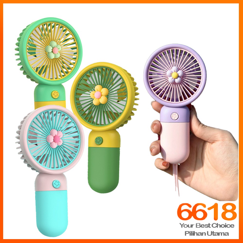 Kipas Kecil Mini Portable Fan USB Charge Battery Flower Fan Desk Cooling Kipas Berdiri Selesa Diguna & Praktikal Harian