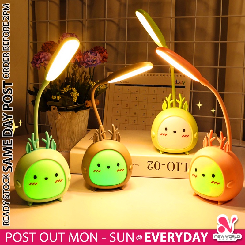 《 》Cute Cartoon LED Desk Lamp USB Rechargeable Study Book Reading Mini Table Night Light Lampu Meja 桌灯