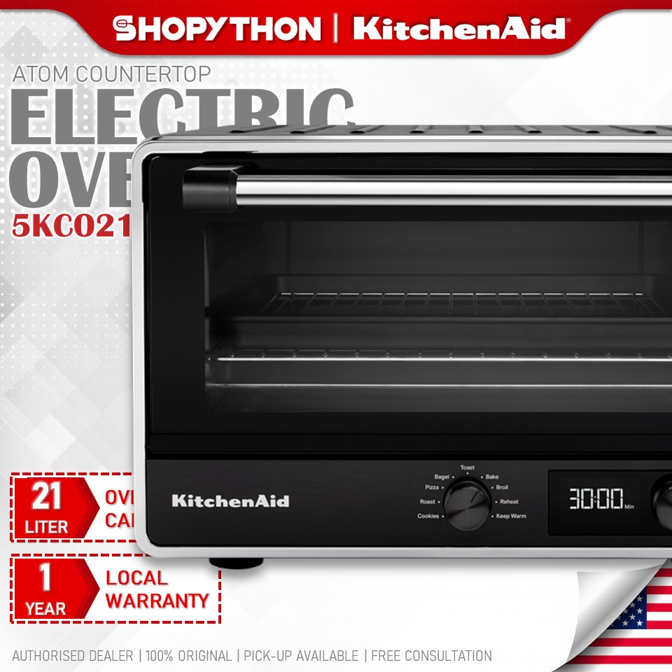 KITCHENAID ATOM Countertop Oven 5KCO211BBM - Black Matte (21L/1800w) Digital Display Bake Broil Toast Reheat Cookies