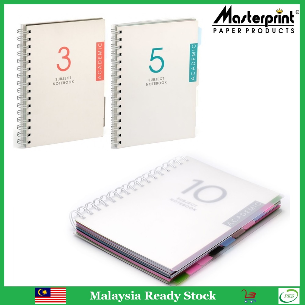 Masterprint 3 / 5 / 10 Subjects Notebook A5/B5 Wire-O Ring Binded PP Index Divider Notebook