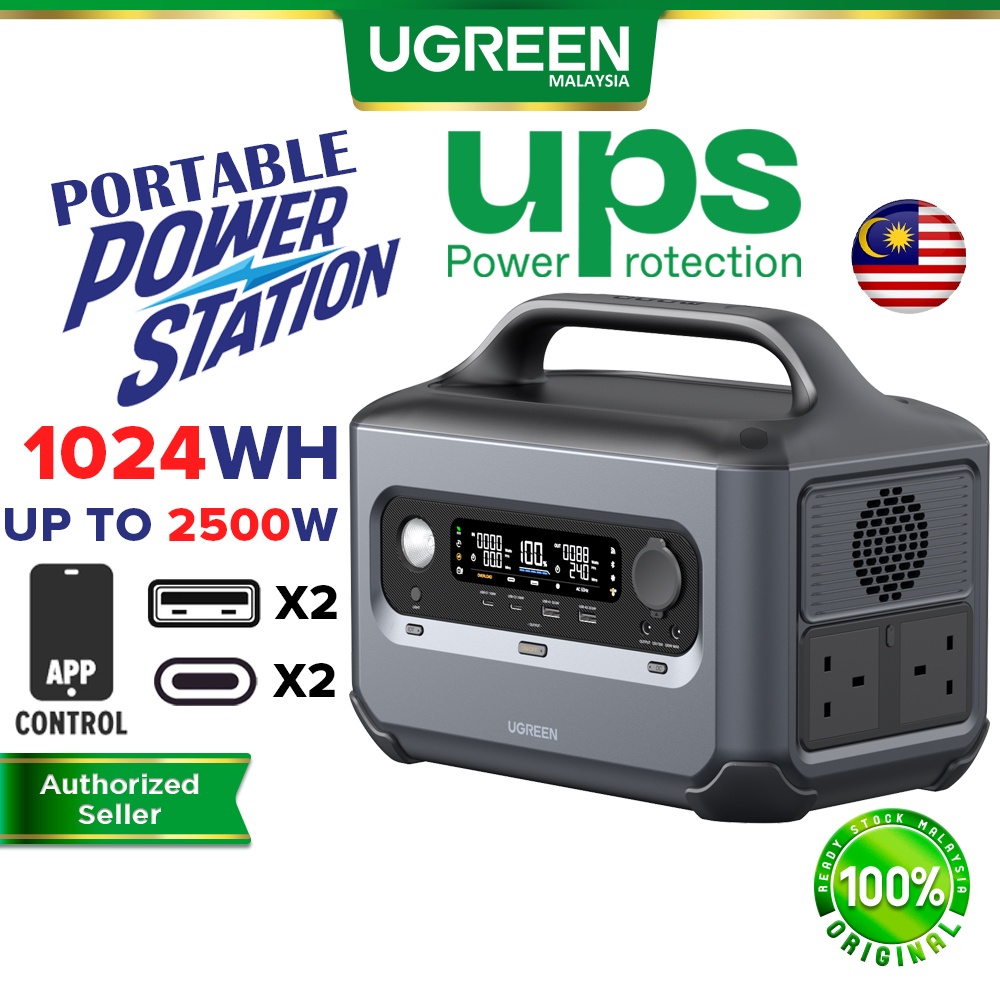 UGREEN Portable Power Station 1200W 1024WH Power Supply AC USB Charging Emergency Power Supply Solar Generator Inverter