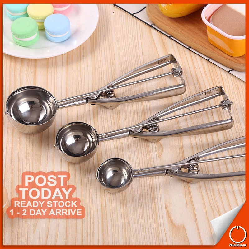 4/5/6cm Stainless Steel Ice Cream Mash Potato Scoop Bakeware Heavy Duty Spoon Scooper Skop Aiskrim 冰激凌挖勺
