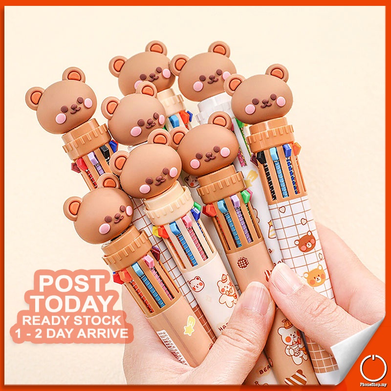 10 Colors Ball Pen Multi Colour Ballpoint Pens Kids Children Stationery Supplies School Reward Gift 卡通圆珠笔