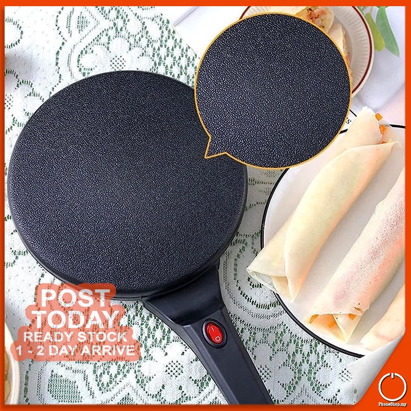 𝐎𝐍𝐄 𝐁𝐔𝐓𝐓𝐎𝐍 𝐎𝐏𝐄𝐑𝐀𝐓𝐄𝐃 Non-Stick Electric Pan Crepe Pancake Maker Mini Griddle Portable Cooking Bakeware Pembuat Krep 薄饼机