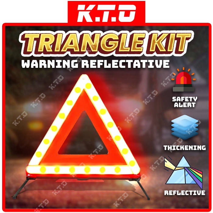 Car Warning Reflective Triangle Kit Foldable Safety Road Sign Emergency Roadside Stop Sign / Segitiga Kecemasan / 三角警示灯