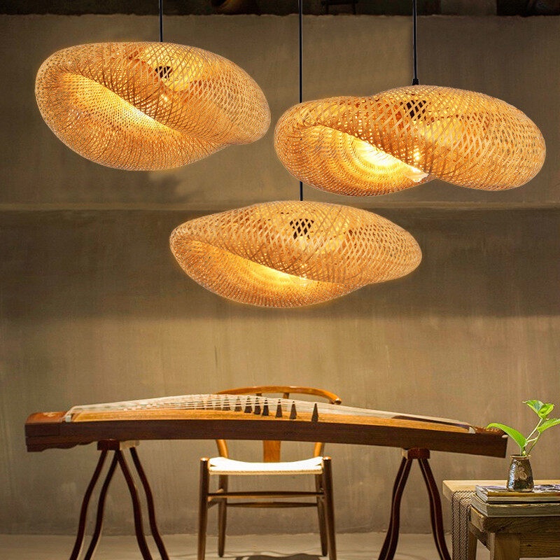 Bamboo Chandelier Kitchen Island Dining Room Home Decor Lighting Conch Chandelier Lampu kandil buluh