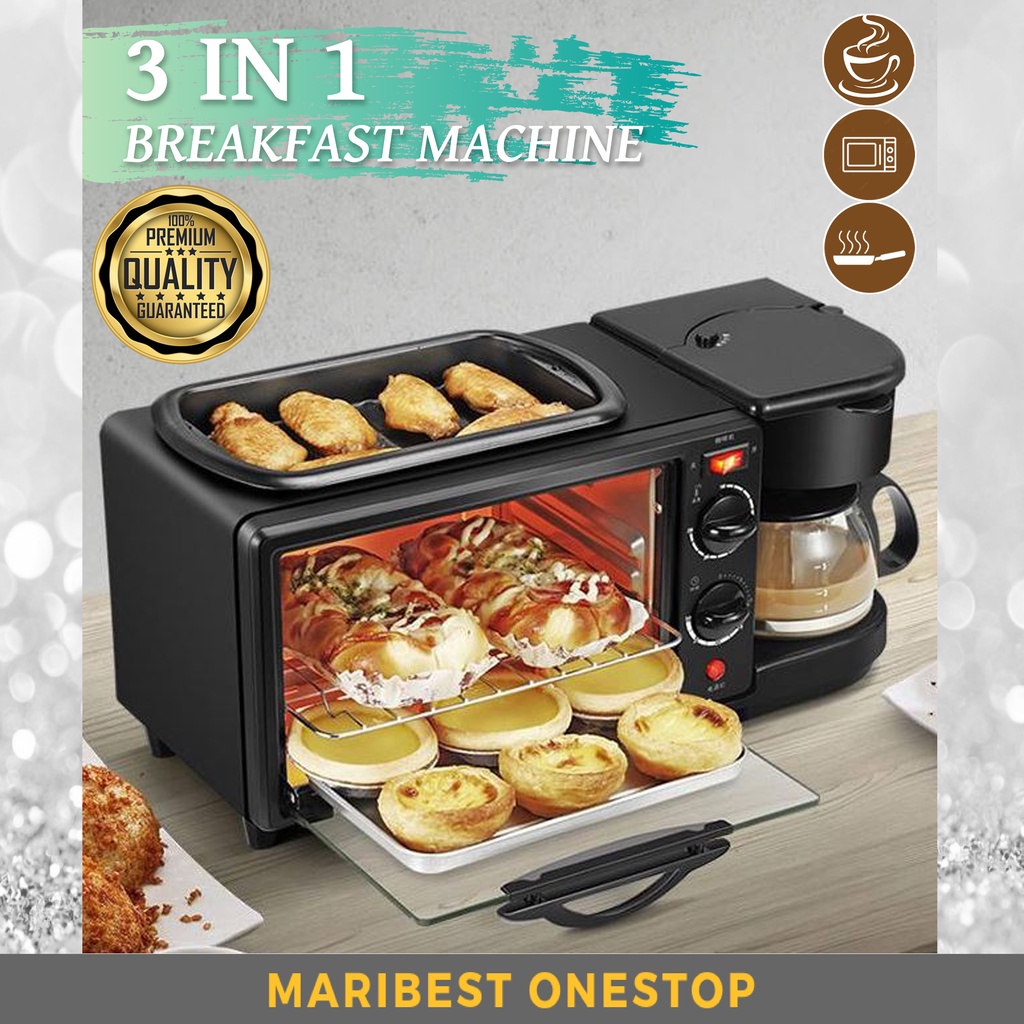 Breakfast Maker 3 IN 1 Coffee Maker Electric Oven Frying Pan Grill Oven Machine Breakfast Machine Toaster Microwave