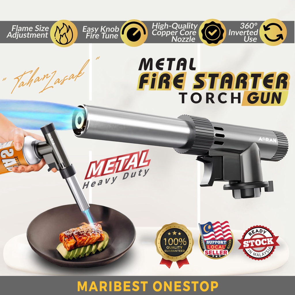 Fire Starter Torch Gun Metal Flame Welding Gas Fire Flamethrower Outdoor Camping Lighter Equipment Pemetik Api Gas